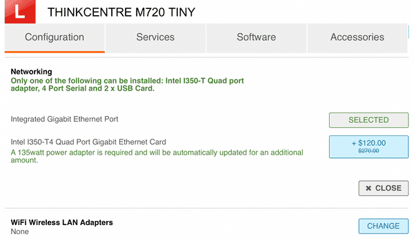 Lenovo configuration option for M720q